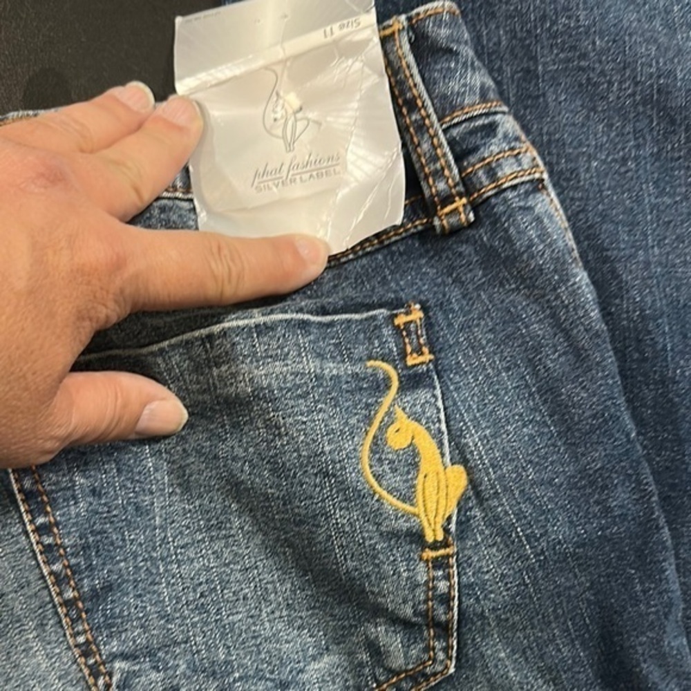 468.  NWT  Baby Phat Silver Label Blue Boot Cut Jeans with Gold Detail